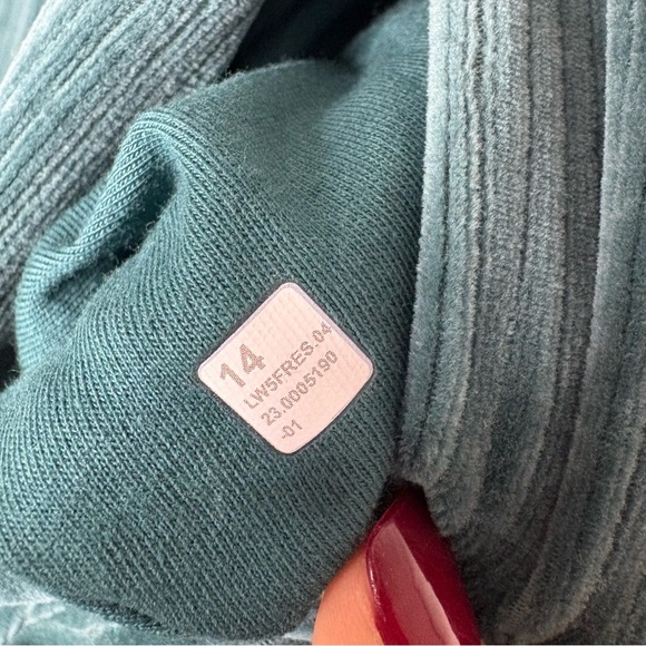 Lululemon Scuba Mid-Rise Wide-Leg Pant Velvet Cord Storm Teal Lounge Size 14 - Picture 7 of 10